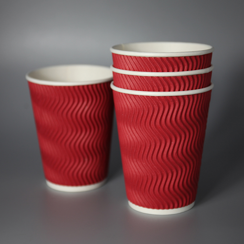 8oz 12oz 16oz 맞춤형 디자인 종이 컵 일회용 인쇄 종이 더블 벽 리플 커피 컵